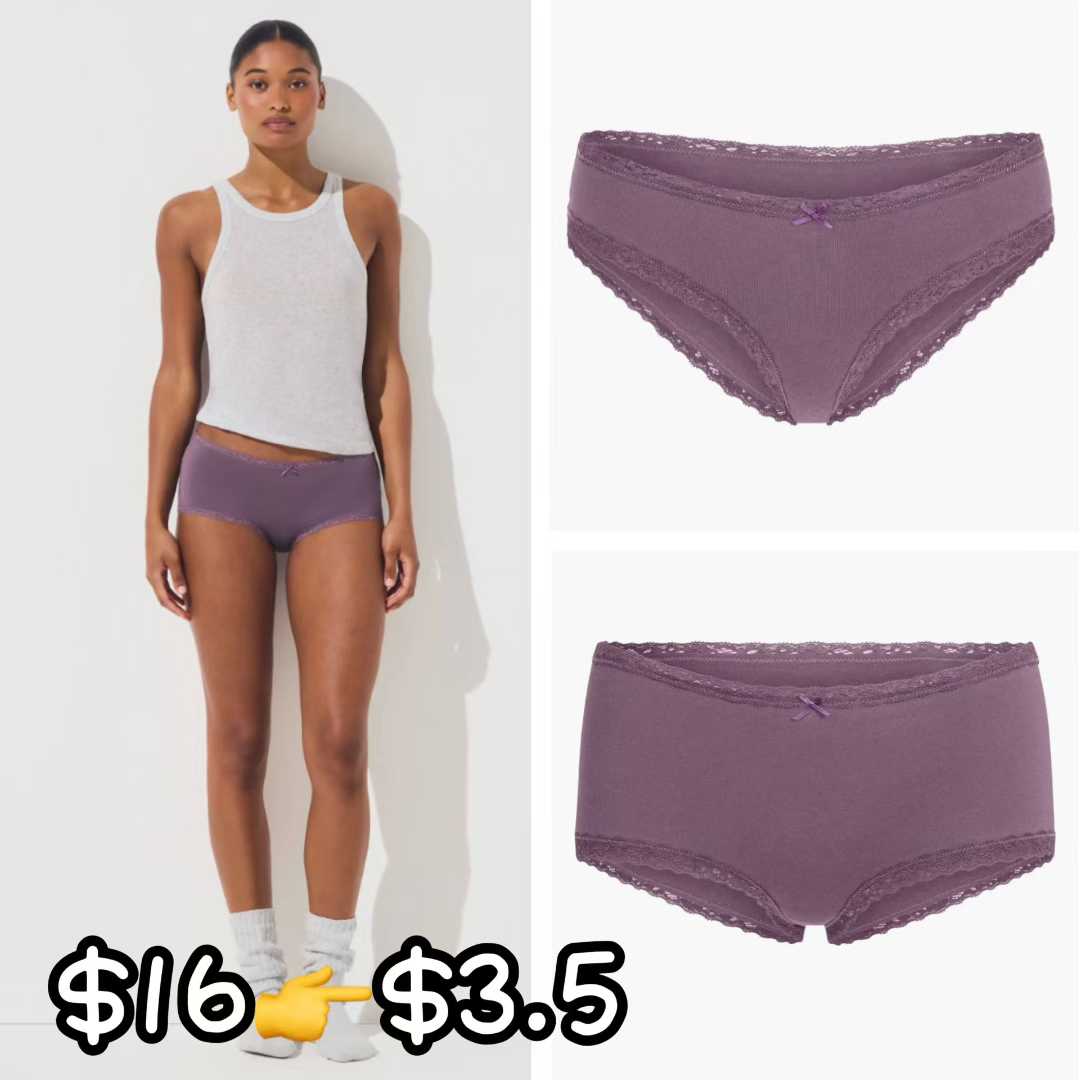 A variety of SKIMS lace underwear, including boyshorts and bikini cut.