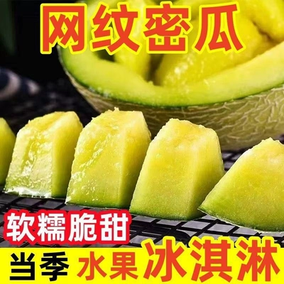 现摘海南网纹蜜瓜带箱5斤正宗新蜜瓜疆冰淇淋网纹密瓜新鲜
