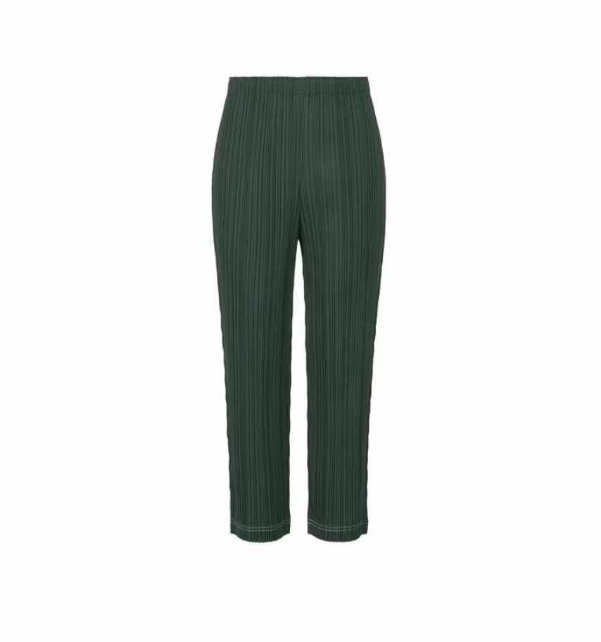 PLEATS PLEASE ISSEY MIYAKE三宅深绿色褶皱裤限时4折起
