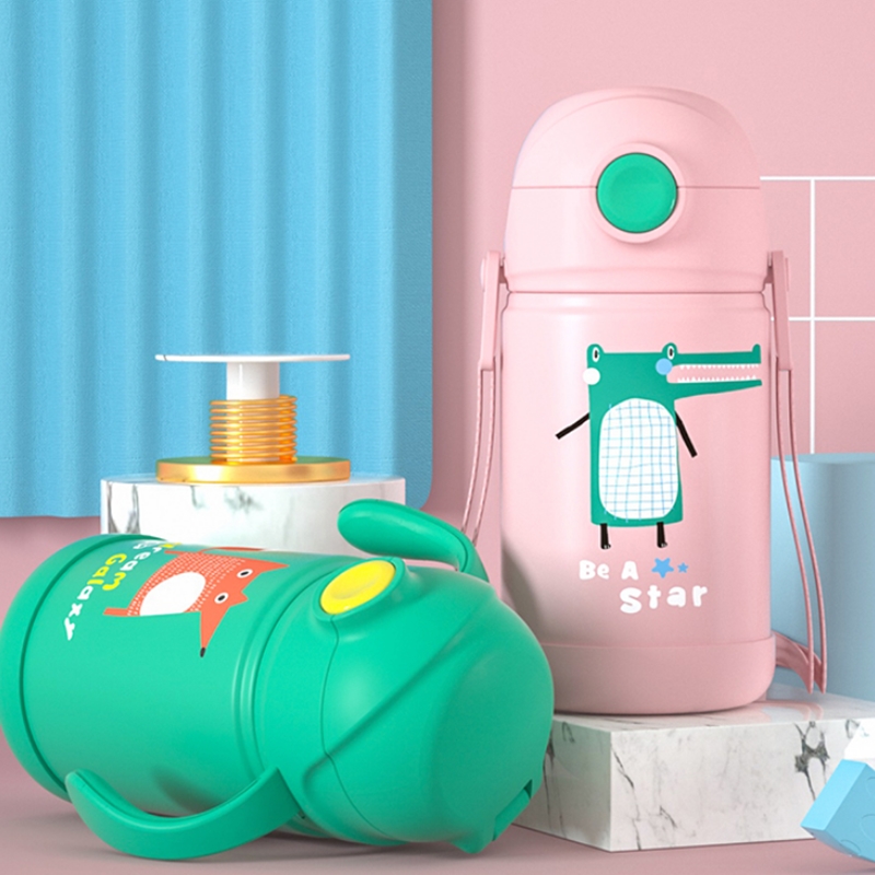 Face儿童保温杯子带吸管两用