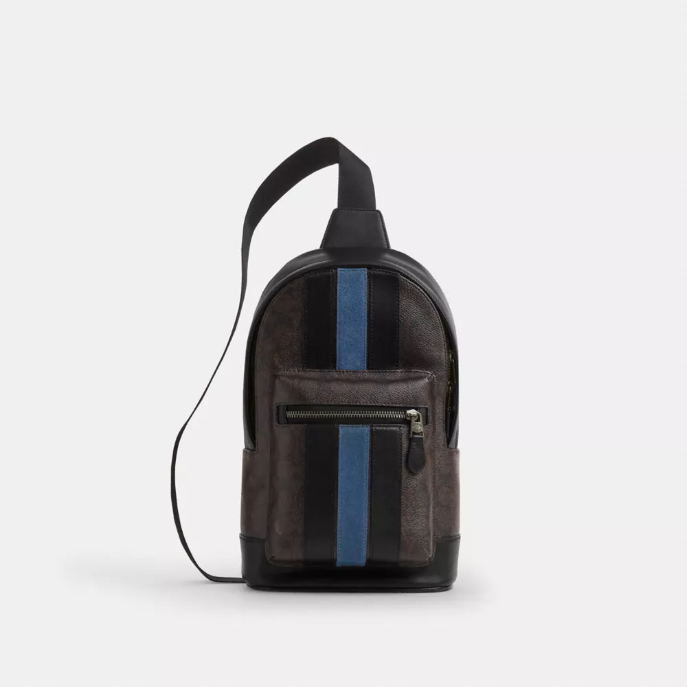 coach west pack in signature canvas with varsity stripe CDC53-QBWAN