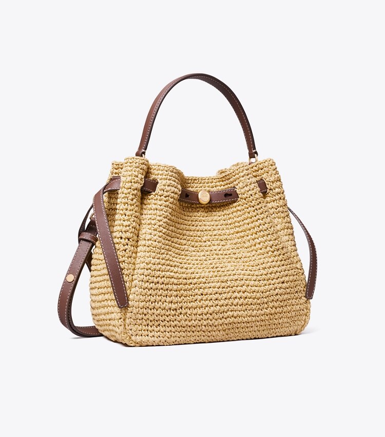 tory burch Romy Woven Bucket Bag Natural OS