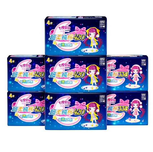 28元包邮！七度空间 卫生巾超长夜用420mm+338mm 28片