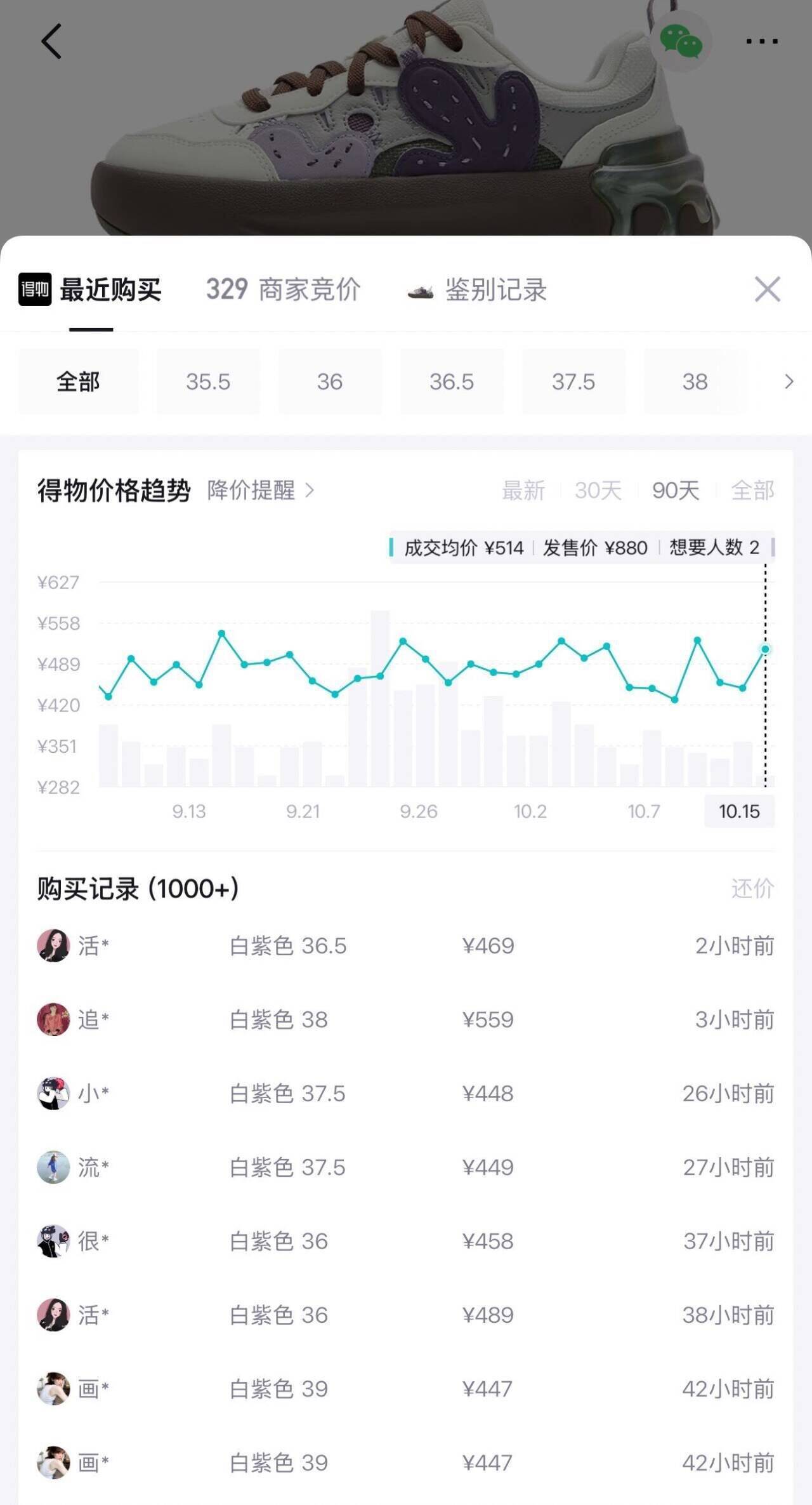 斐乐仙人掌板鞋直播间返20红包，到手价341元