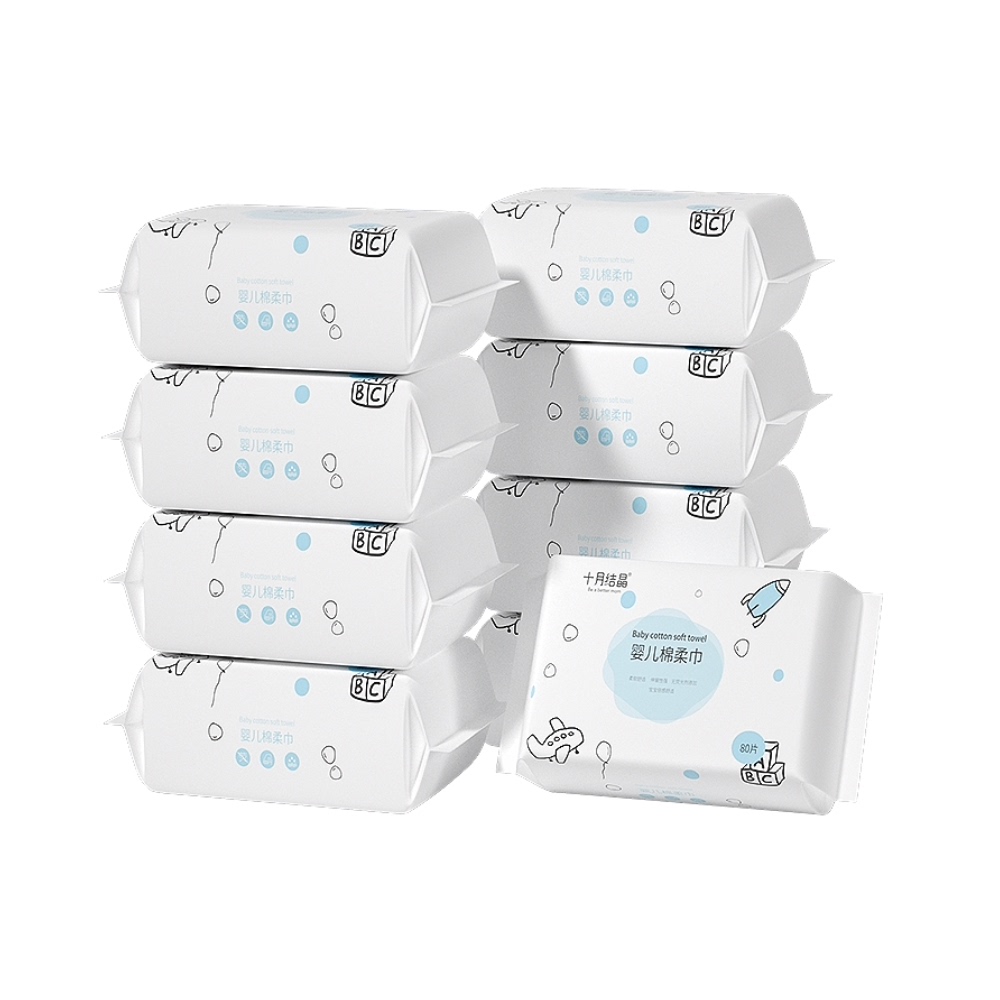 十月结晶婴儿棉柔巾80片*9包