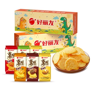好丽友薯愿薯片恐龙限量版多口味2P×1盒（共2包）非油炸零食