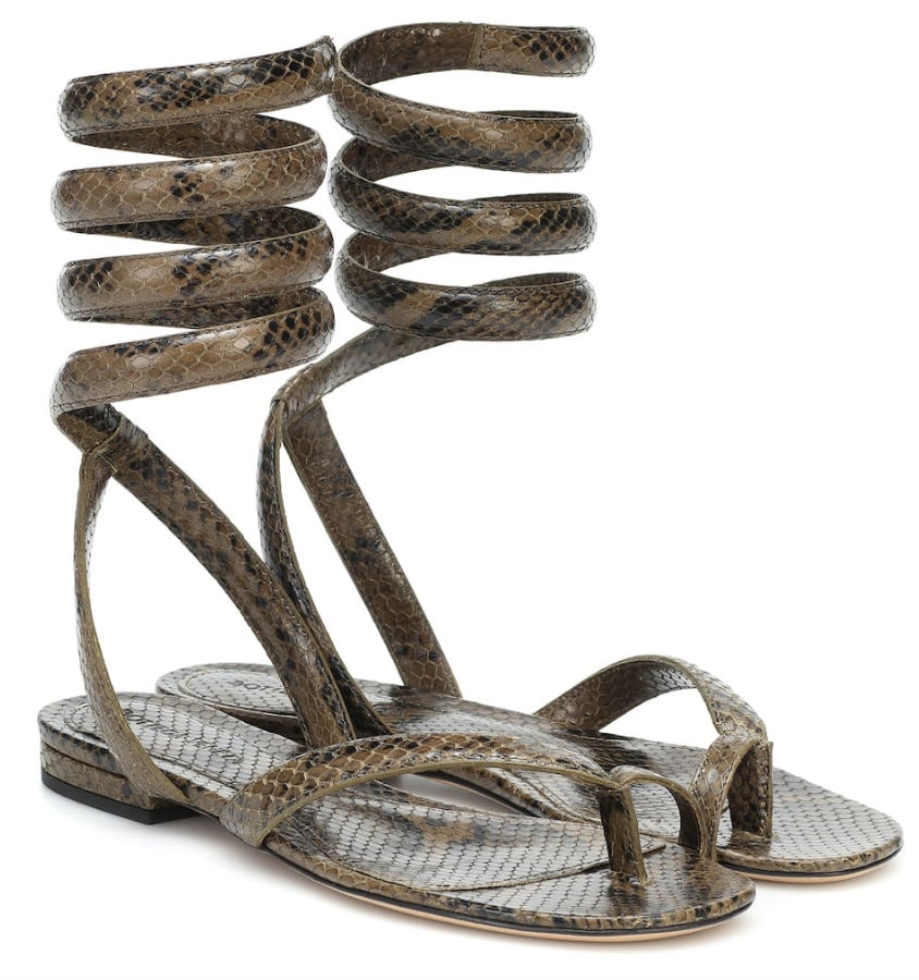 mythersa 推出bottega veneta蛇纹皮革凉鞋