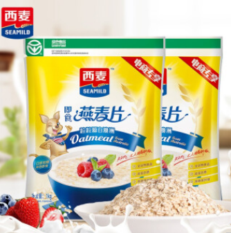 26.9元包邮！西麦 即食燕麦片 1000g*2袋