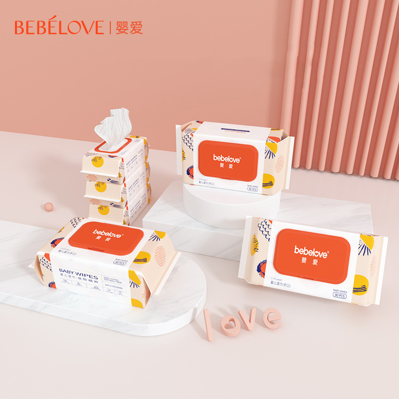 【拍两件59.8】婴爱湿纸巾80*12包