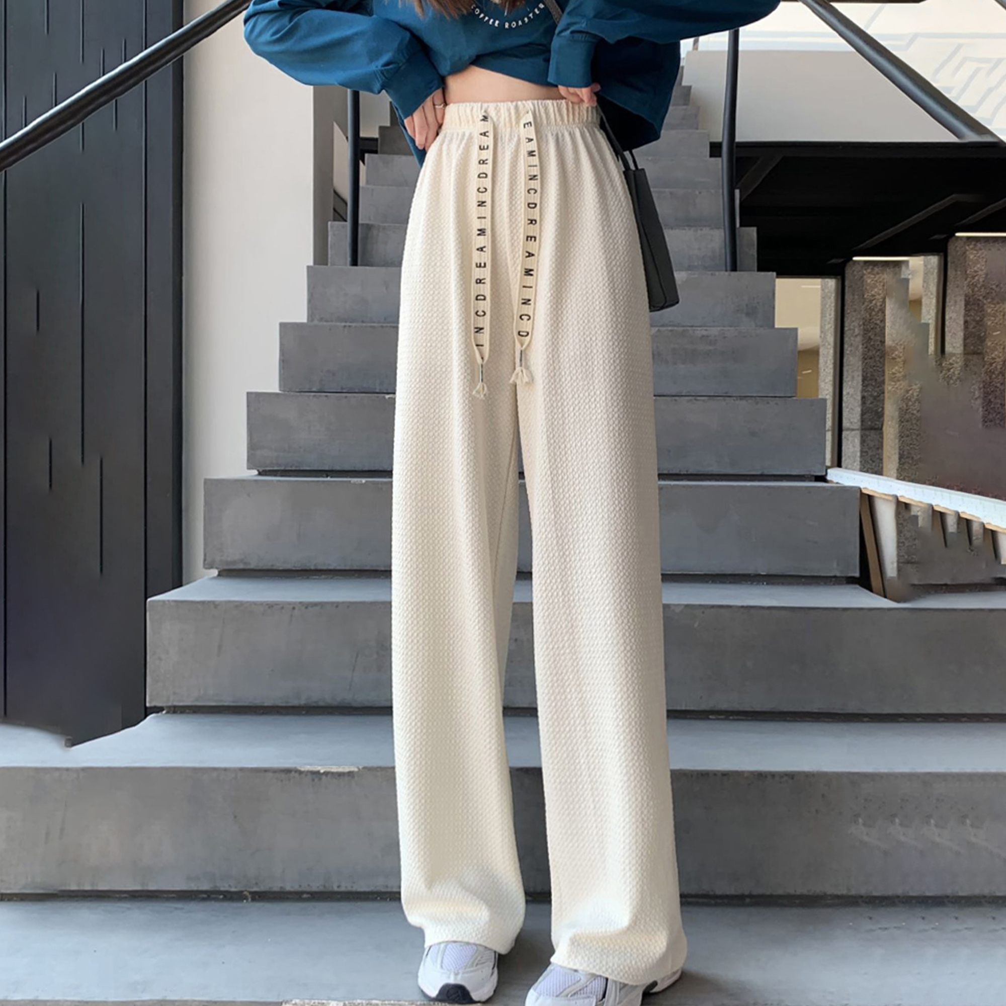 泡芙裤，好软！小众运动高腰抽绳休闲拖地裤