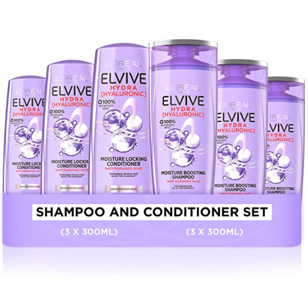 L'Oréal Paris欧莱雅 Elvive Hydra 玻尿酸洗护套装（300ml*2）*3套