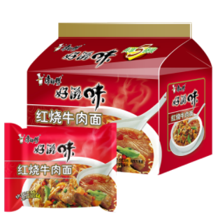 6.9元包邮！康师傅红烧面5包