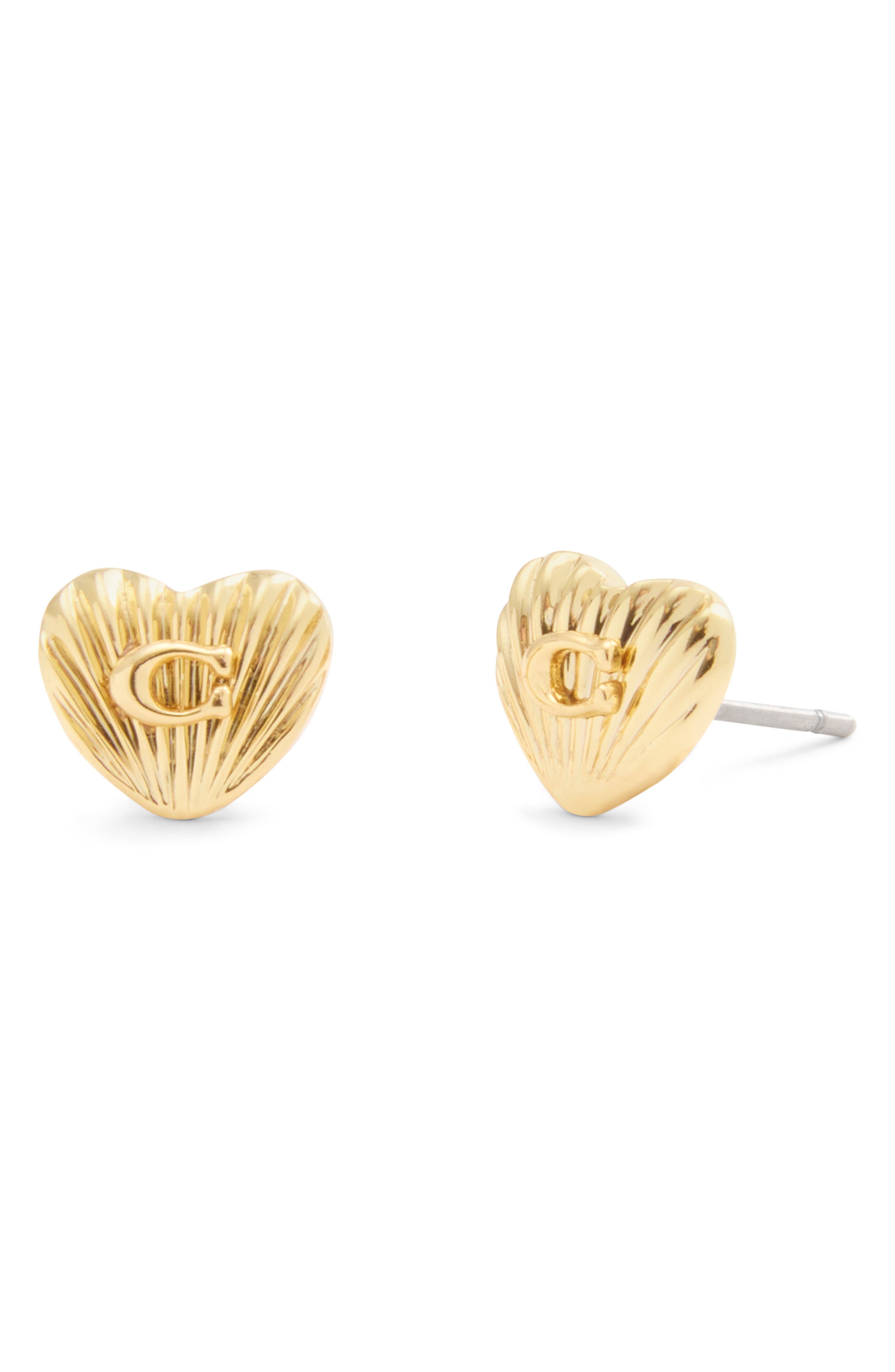 COACH Logo Heart Stud Earrings