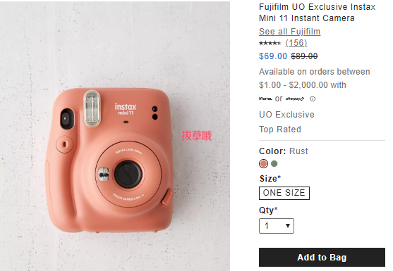 カメラ その他 UO独家Fujifilm Instax Mini 11 拍立得相机,售价$69 - 拔草哦