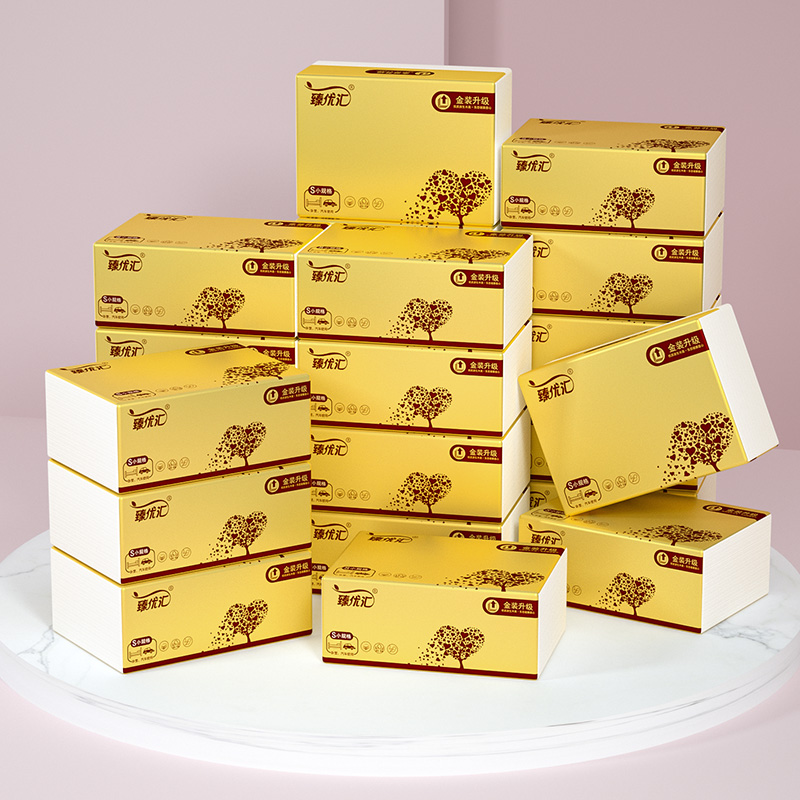 8包抽纸原木纸巾厕纸家用餐巾纸箱装