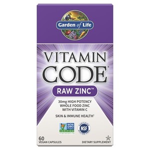 Garden of Life维生素 Code® RAW Zinc™ -- 60 粒素食胶囊