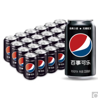 56.8元！百事可乐 无糖黑罐 Pepsi 碳酸饮料 常规 330ml*48听