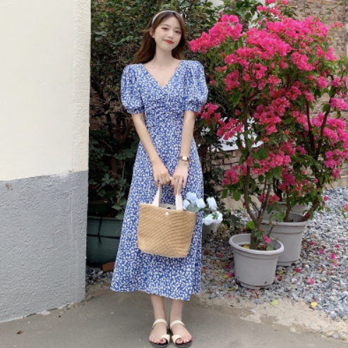 39.9元包邮！韩版夏季收腰显瘦碎花连衣裙 多款式可选