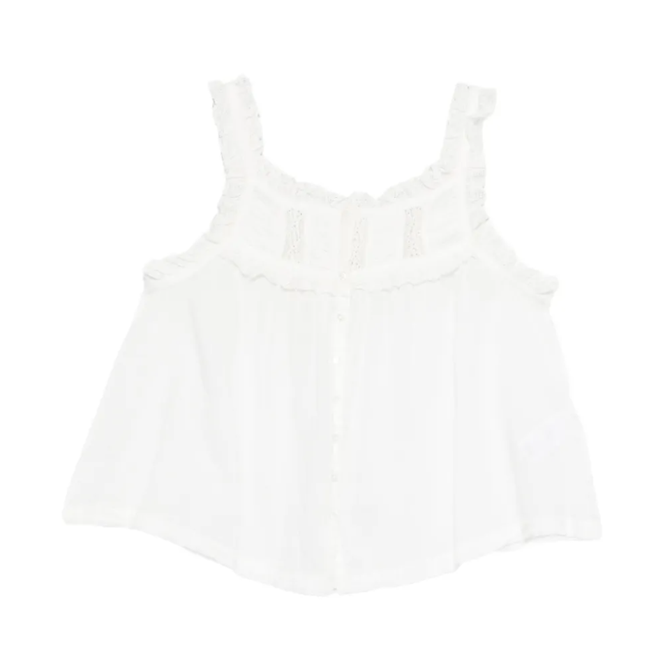 Doen 白色方领蕾丝背心 Fidella 降价促销