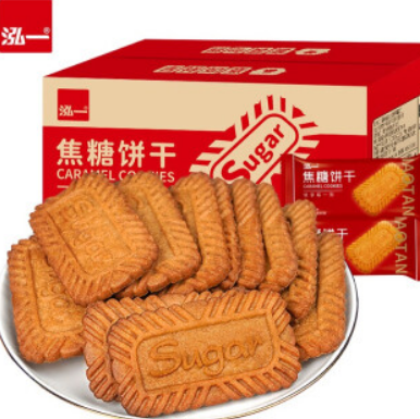 6.9元包邮！泓一焦糖饼干250g