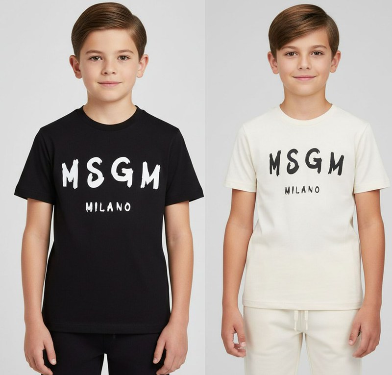 MSGM Kids t-shirt with a colorful logo, on sale.