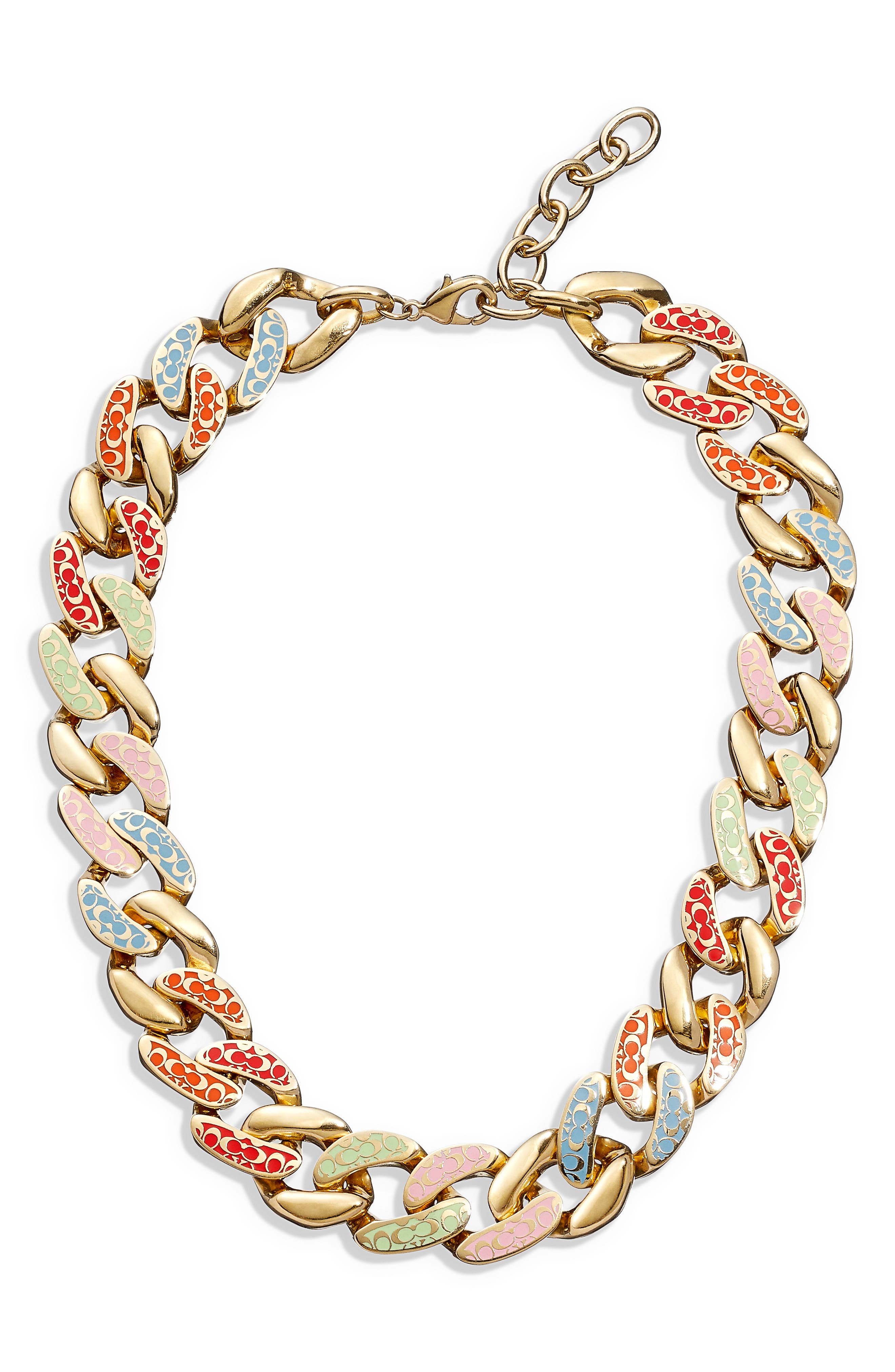 COACH Rainbow Logo Quilt Collar Necklace