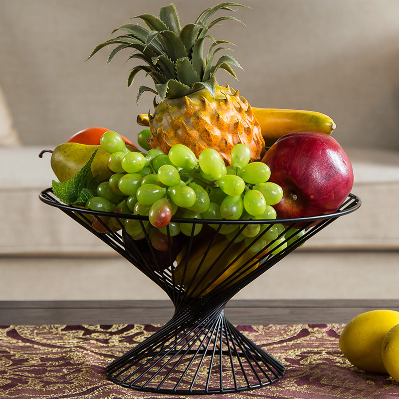 可签到~欧式铁艺水果盘糖果零食收纳果篮