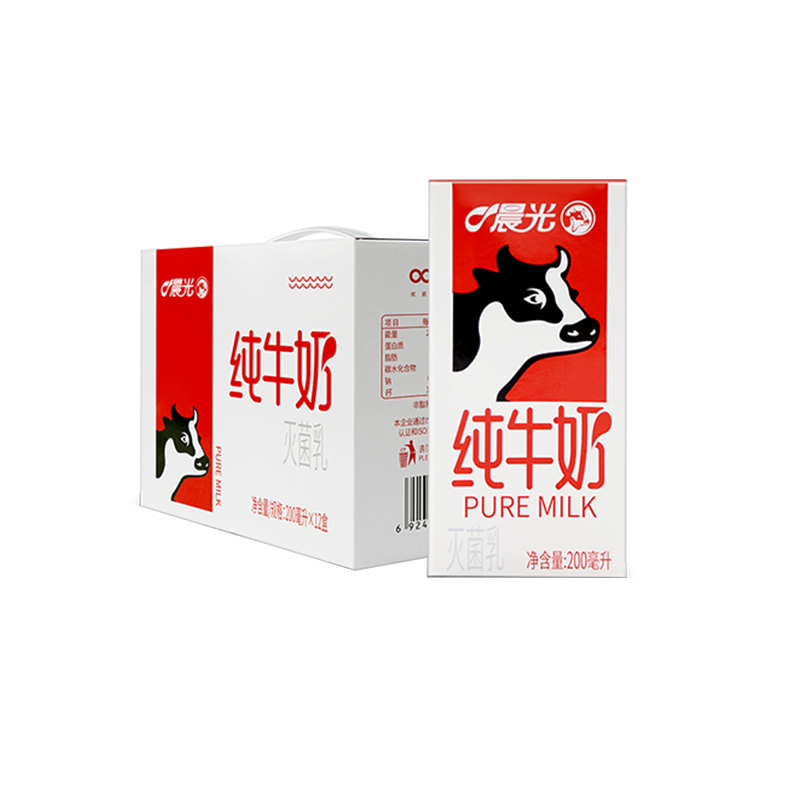 晨光全脂纯牛奶200ml*24盒