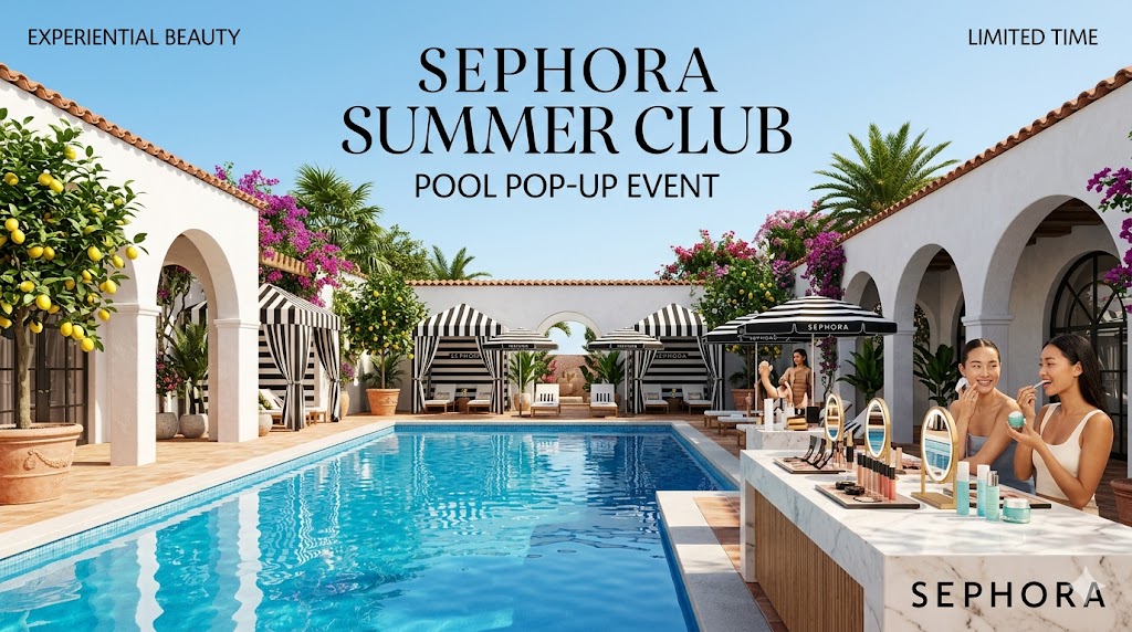 Sephora Summer Club luxury poolside pop-up event with Mediterranean styling Sephora Summer Club luxury poolside pop-up event with Mediterranean styling