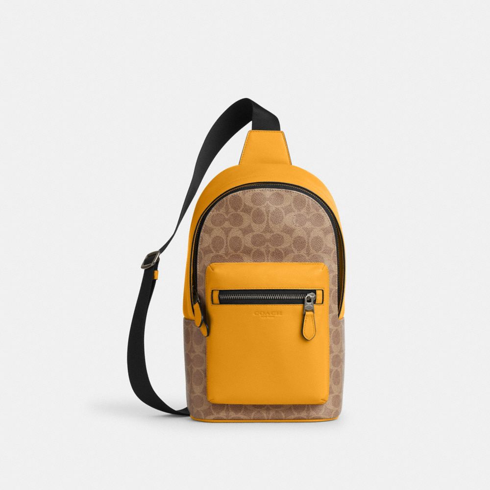 coach west pack in colorblock signature canvas CAX45-QBXZS