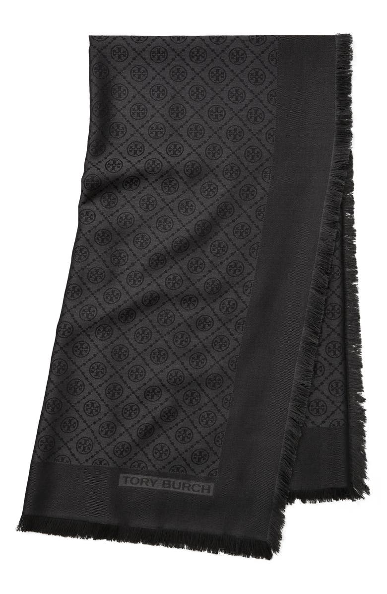 Tory Burch T-Monogram Jacquard Wool & Silk Square Scarf