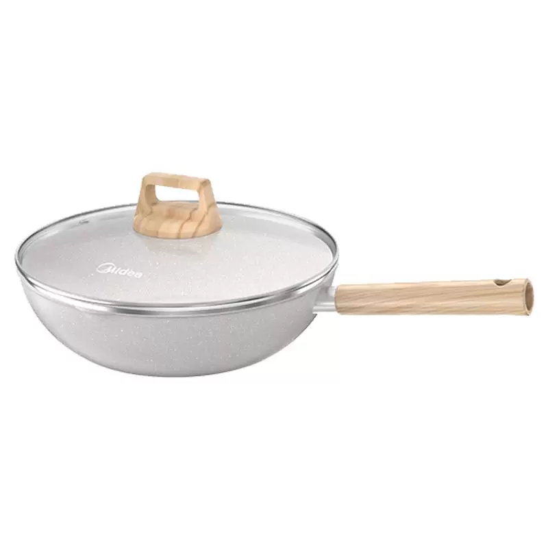 美的不粘锅炒锅家用锅炒菜锅平底锅麦饭石