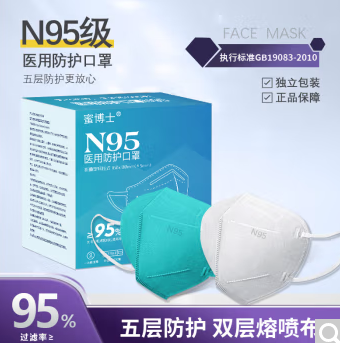 174.9元包邮！蜜博士 N95级医用防护口罩 90只 白色 独立包装