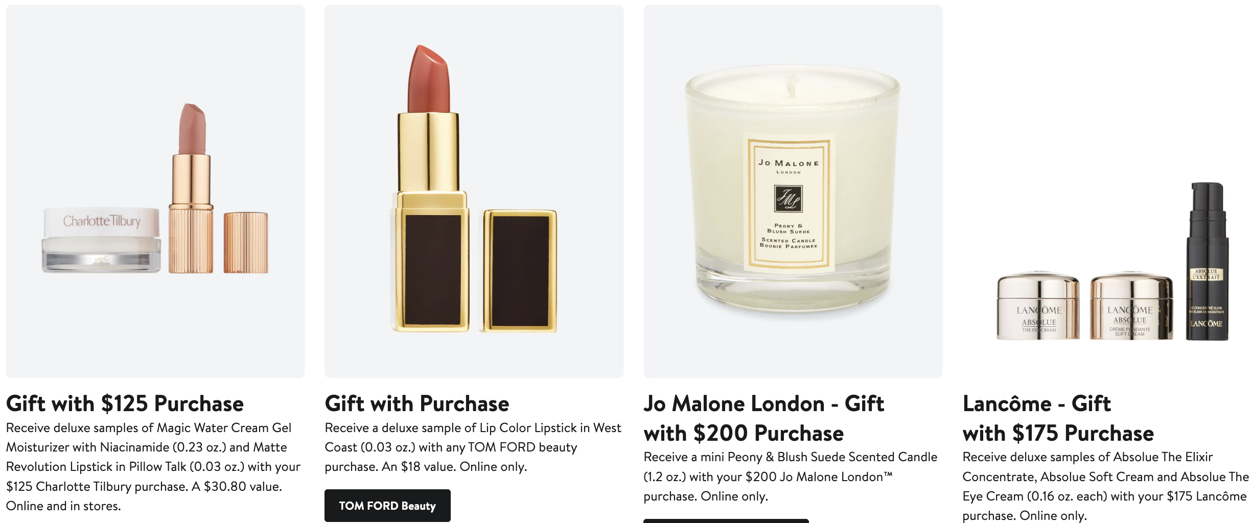 Various beauty products on sale at Nordstrom