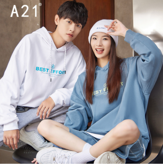 37.81元包邮！A21 男女情侣款宽松长袖卫衣