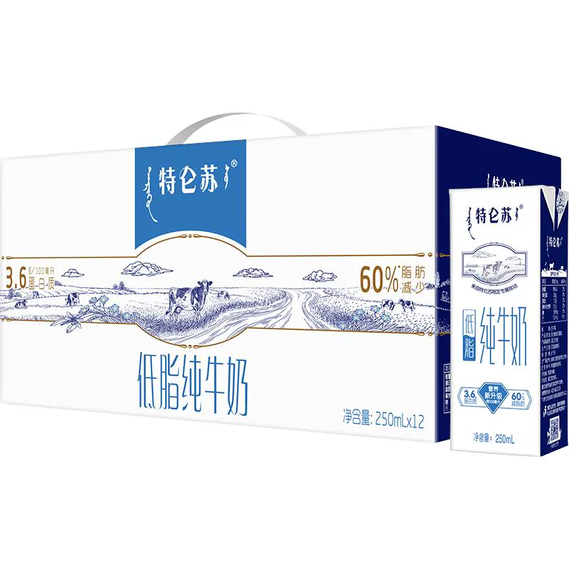 蒙牛特仑苏低脂纯牛奶250ml×12盒