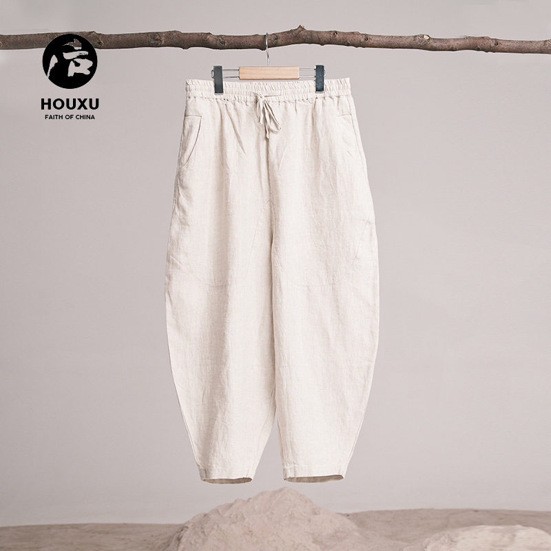 后序新中式国风亚麻九分裤