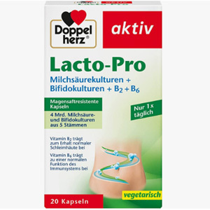 Doppelherz Lacto-Pro 乳酸培养物 双歧杆菌培养物 维生素B2 B6 肠溶胶囊 1x 20粒