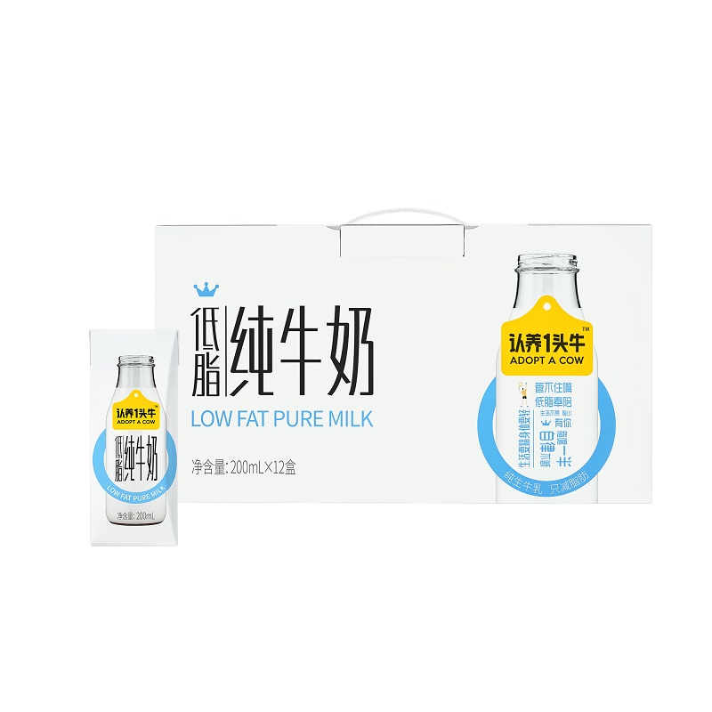 【认养一头牛】低脂纯奶200ml*12盒