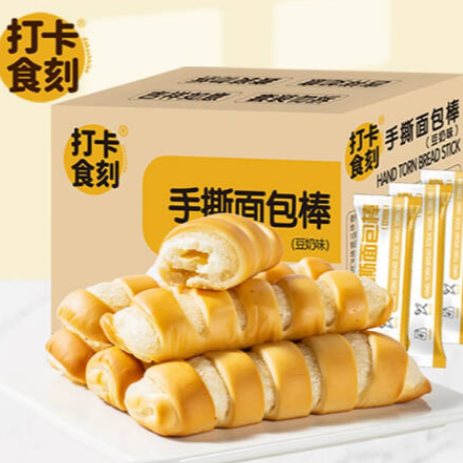 3.9元包邮！打卡食刻 手撕面包棒400g