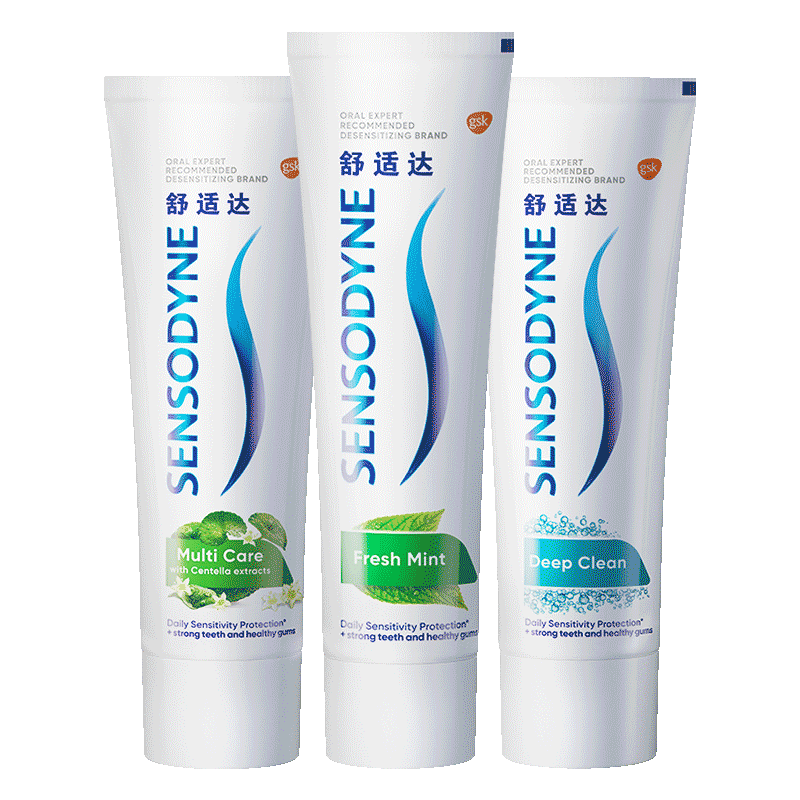 舒适达美白配方抗敏感牙膏100g*3支套装