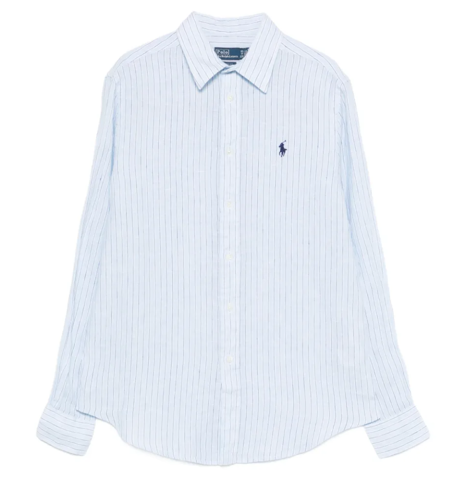 Polo Ralph Lauren 26年新款蓝色竖纹亚麻衬衫7折特惠