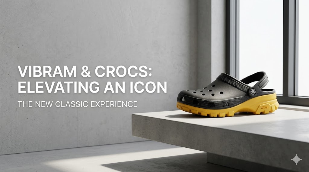 Sneak peek of the new Crocs x Vibram Classic EXP clog collaboration featuring rugged outsoles