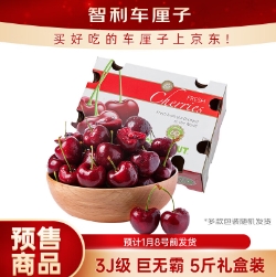 168元！京鲜生 智利Lapins车厘子3J级 5斤礼盒装