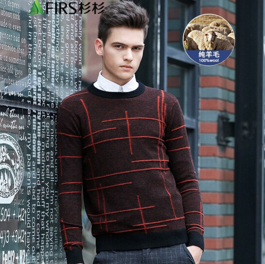 89元包邮！杉杉 男士100%纯羊毛圆领羊毛衫