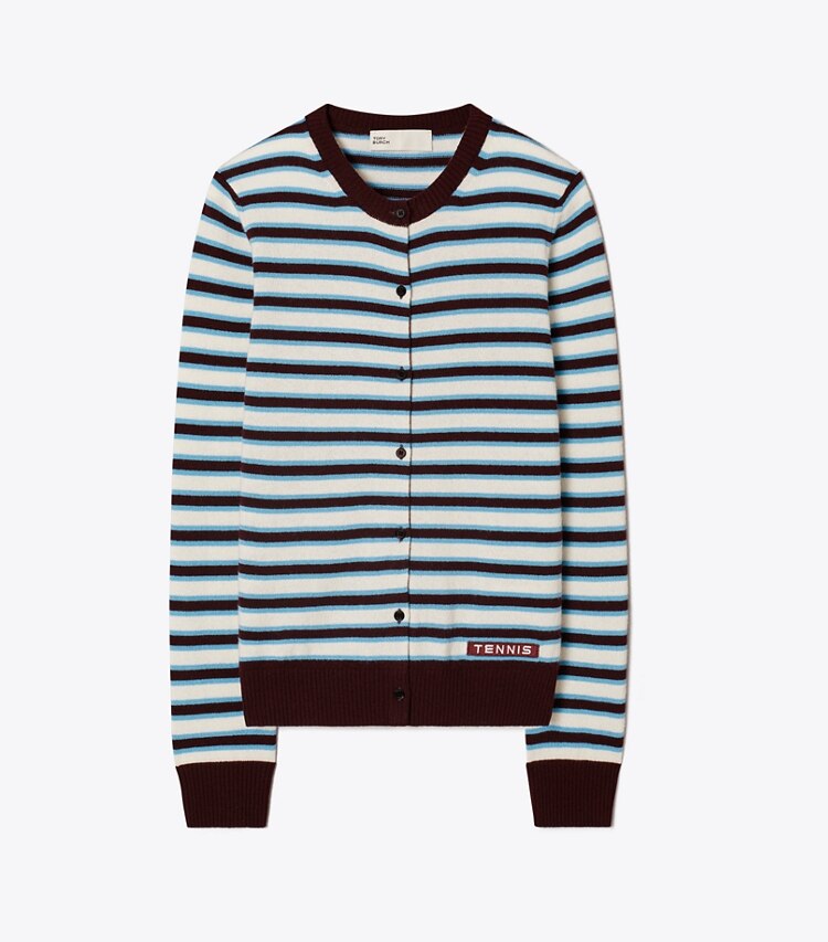 tory sport Cashmere Stripe Tennis Cardigan