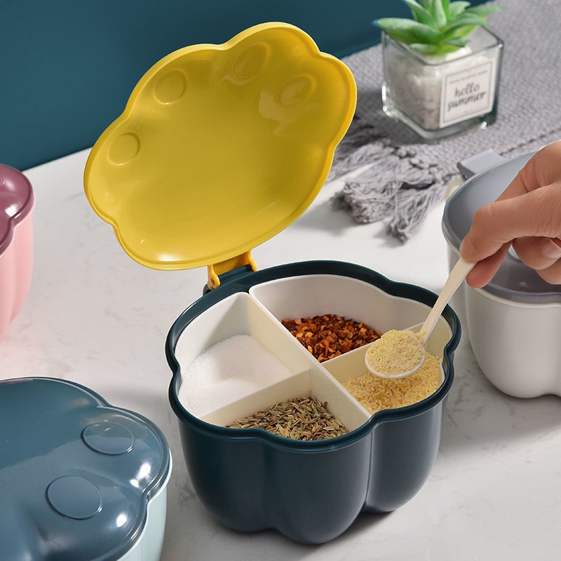 【旗舰店】四季姑娘 四宫格调料盒（料盒+4个勺子）