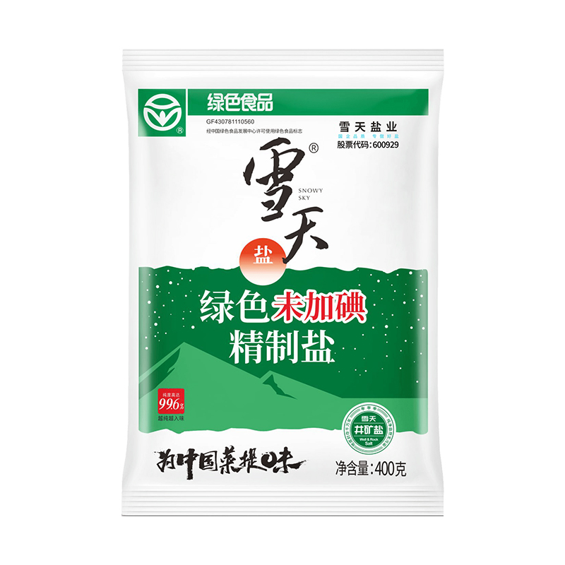 【雪天】未加碘家用食用盐400g*7