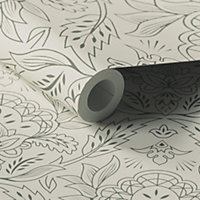 Lick Green White Damask 01 壁布