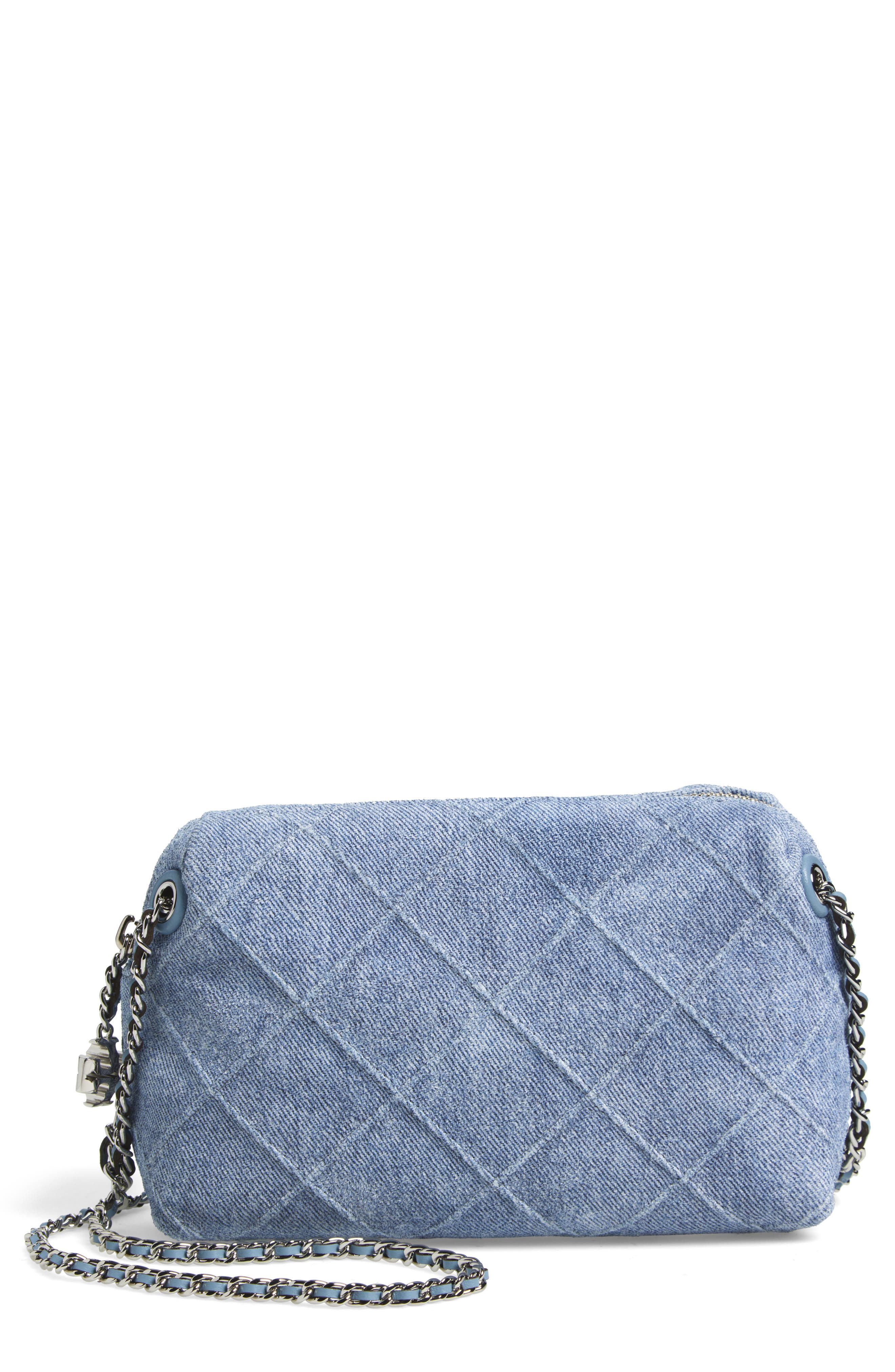 Tory Burch Fleming Denim Suede Crossbody Bag